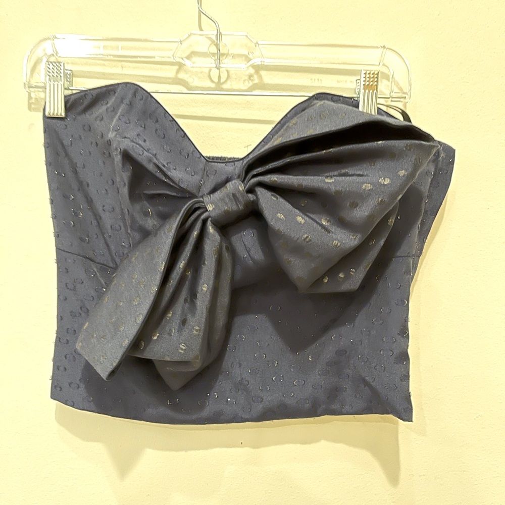 Tube top with ribbon and smocking trim